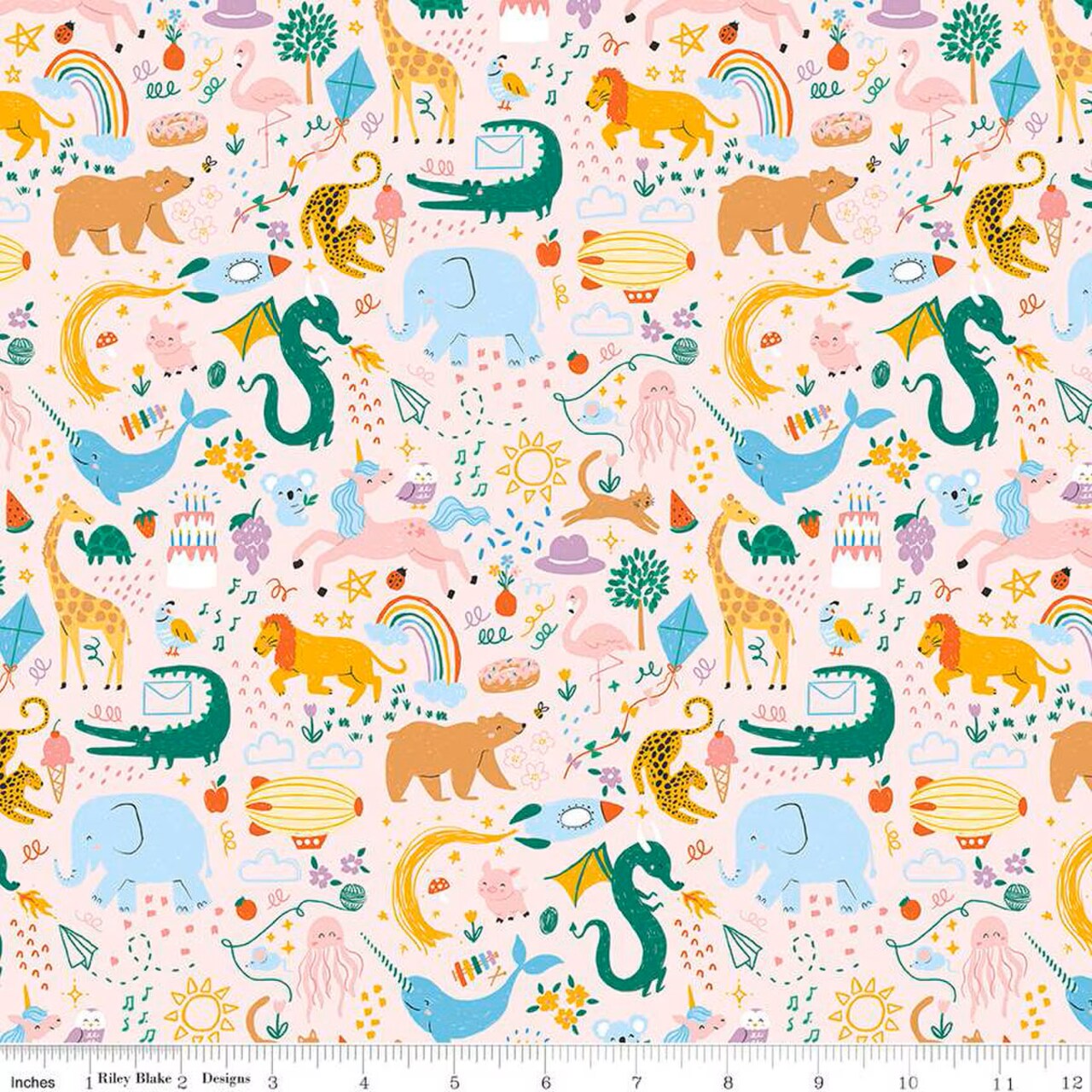 Fabric Riley Blake Pink Main Get Your Cray-on with Crayola by the Quarter Yard C15410-PINK